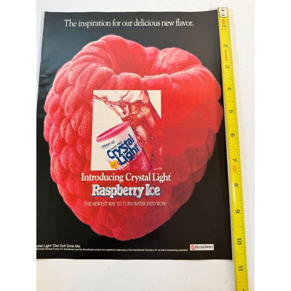 Vintage 1993 Crystal Light Raspberry Ice Drink Mix Advertisement Print Ad - Picture 2 of 3